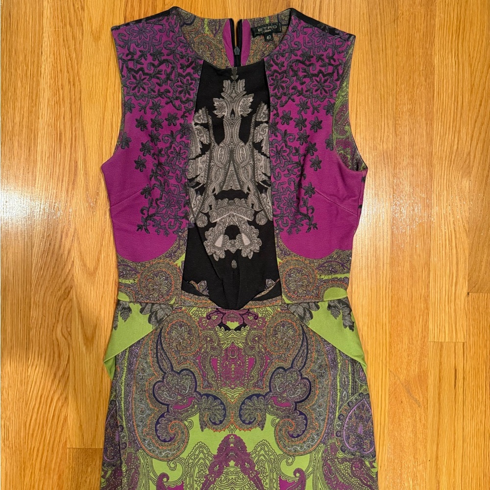 Etro Purple and Green Sleeveless Dress
